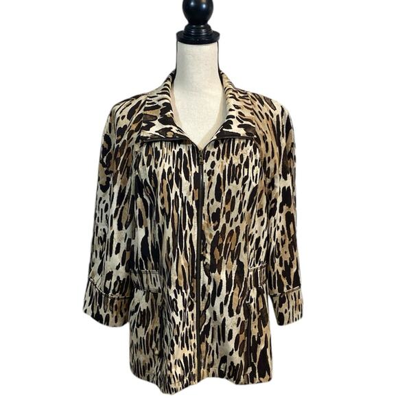 Zenergy by Chico’s Lightweight Animal Print Zip Front Jacket Size Large - Picture 1 of 7